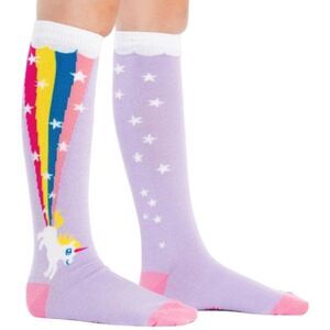 Sock it to Me Rainbow Blast Knee High Socks Girls Shoe 1-5 Purple Cotton Blend